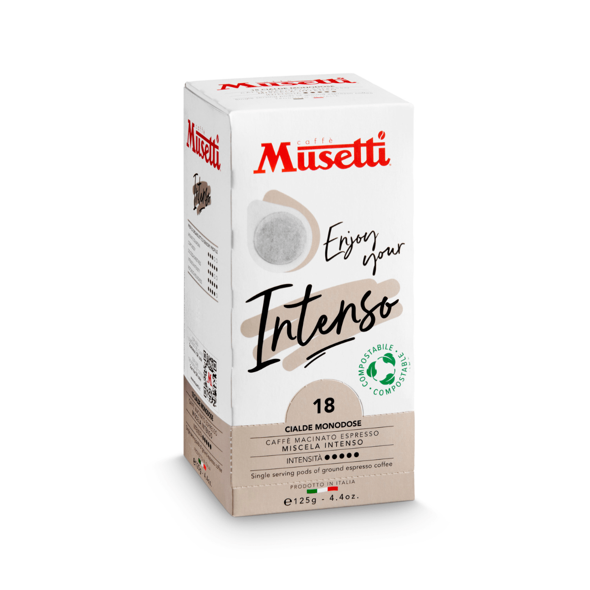 cialde-di-caffe-compostabili-musetti-miscela-intenso-777482 Кафе дози Musetti Intenso - ESE подове 18 бр. - Image 1